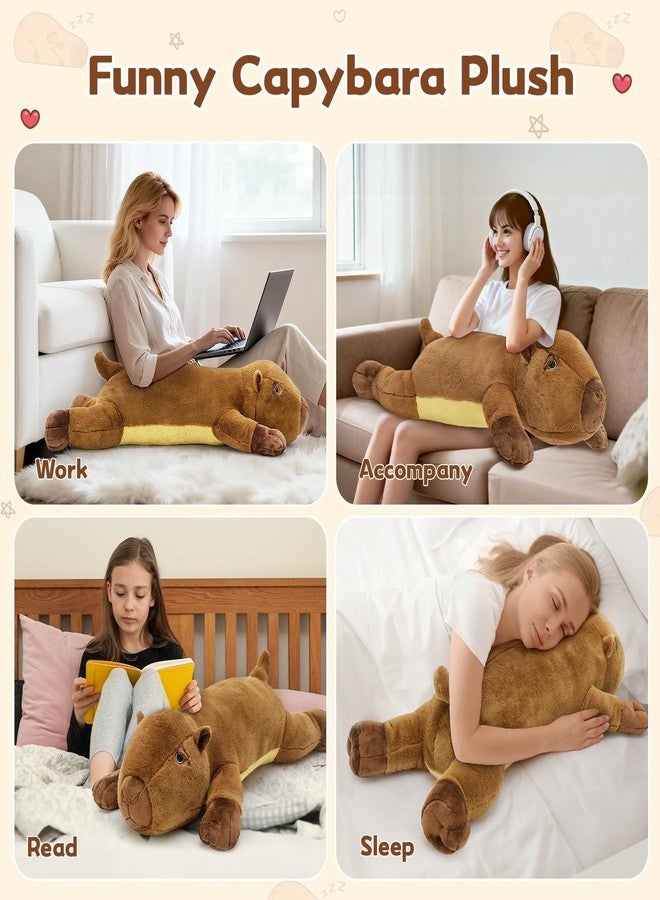 MaoGoLan 39.4" Capybara Plush Pillow, Cute Capybara Stuffed Animal, Soft Sleeping Capybara Throw Pillow Birthday Christmas Festival Gifts for Kids Adults (Dark Brown) - Image 5
